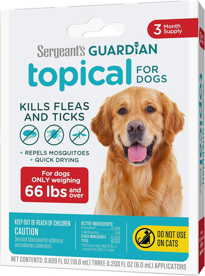 Sergeant's Guardian Flea & Tick Topical Dogs 7-33 lbs, 3-Month