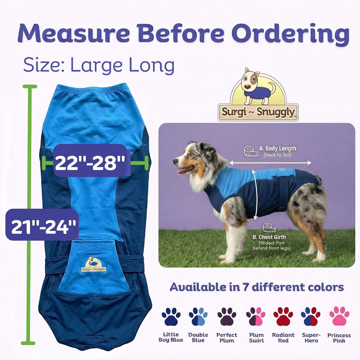 Dog Surgery Recovery Suit, Cone Alternative, Spay/Neuter LL