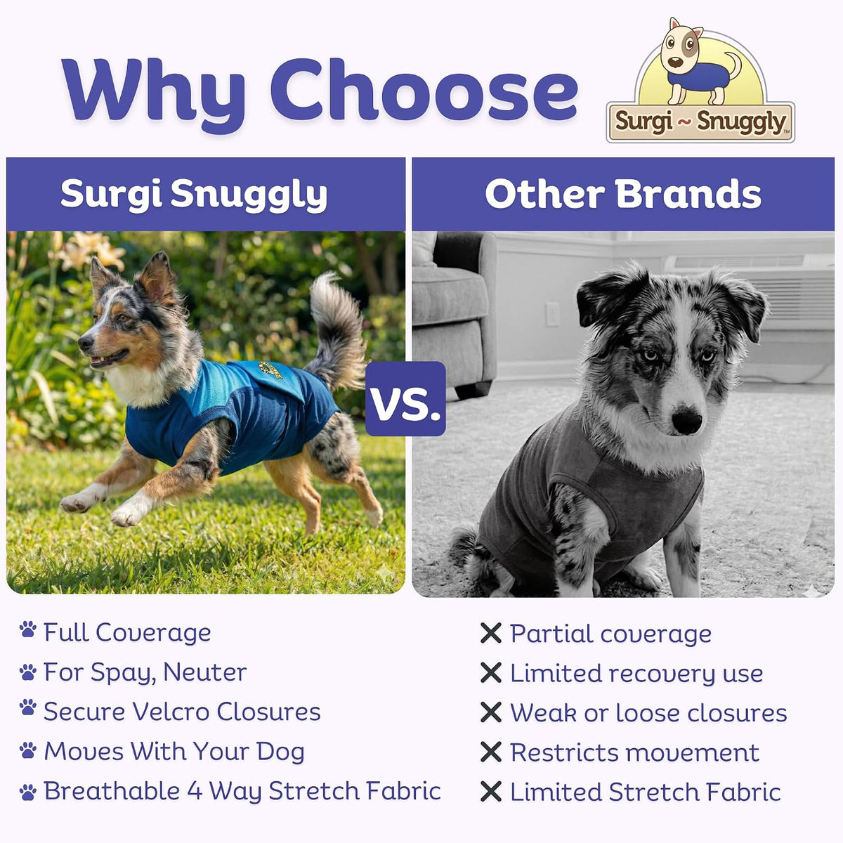 Dog Surgery Recovery Suit, Cone Alternative, Spay/Neuter LL