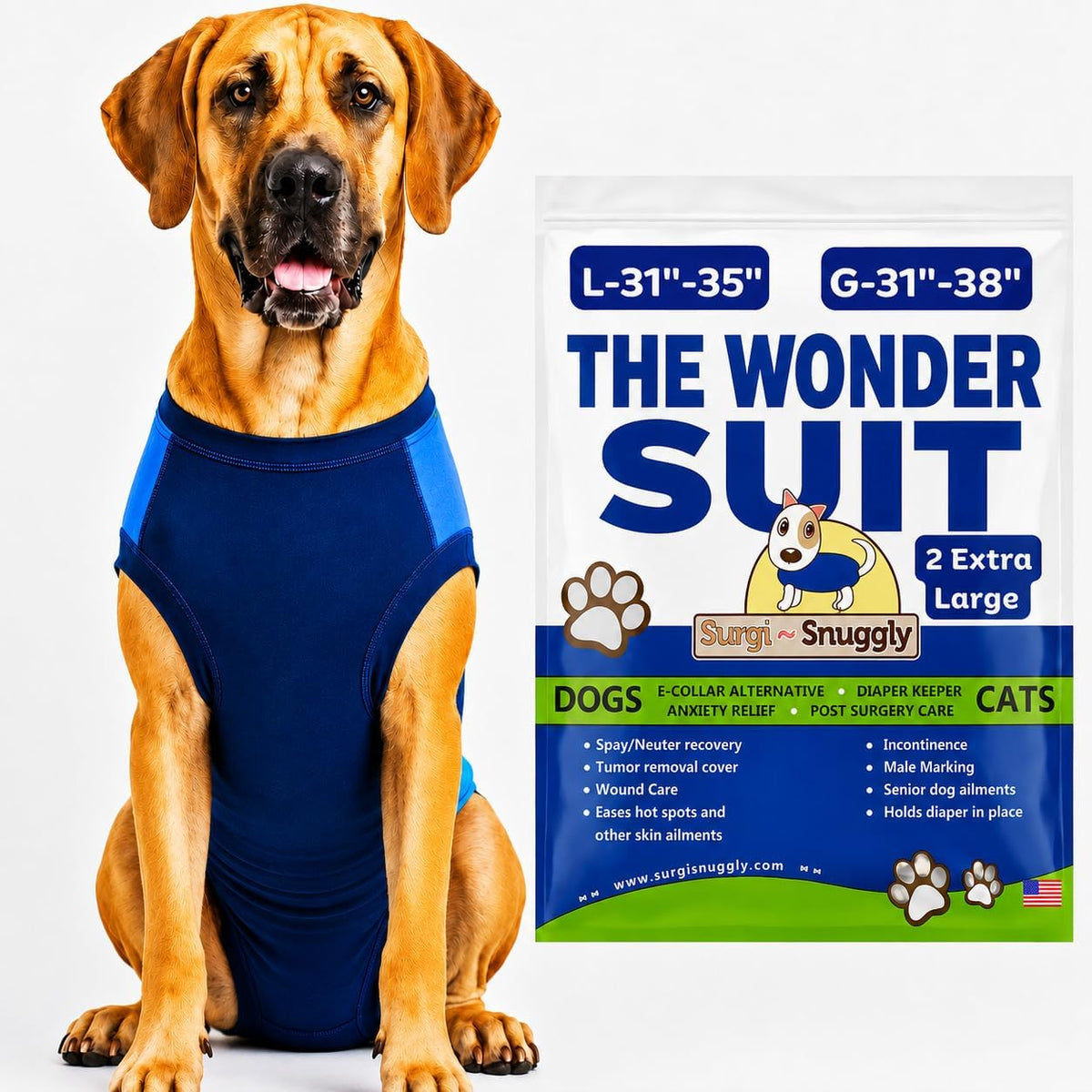 Dog Surgery Recovery Suit, Cone Alternative, Spay/Neuter LL