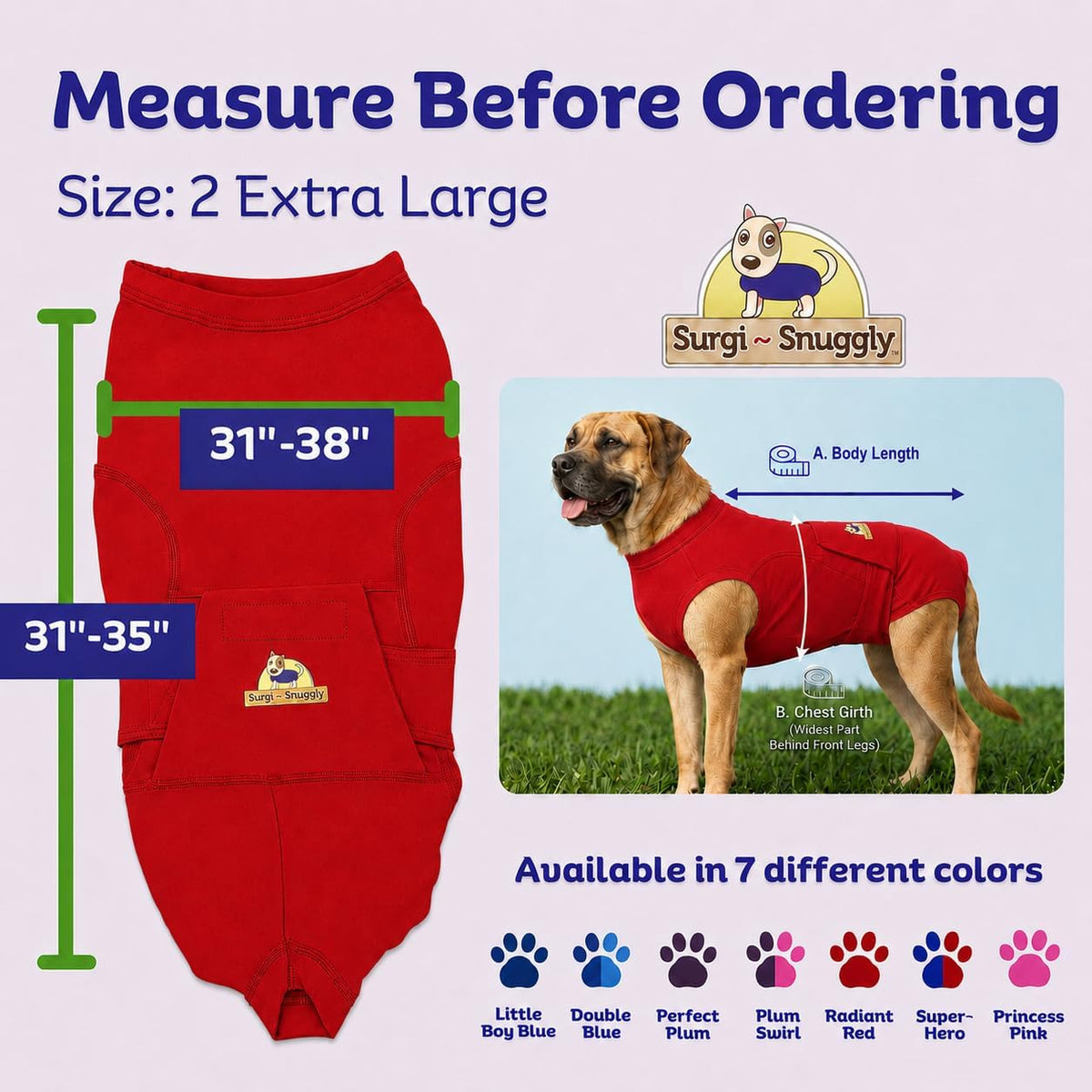 Dog Surgery Recovery Suit, Cone Alternative, Spay/Neuter LL