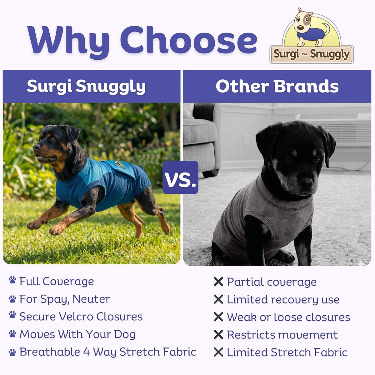 Dog Surgery Recovery Suit, Cone Alternative, Spay/Neuter LL