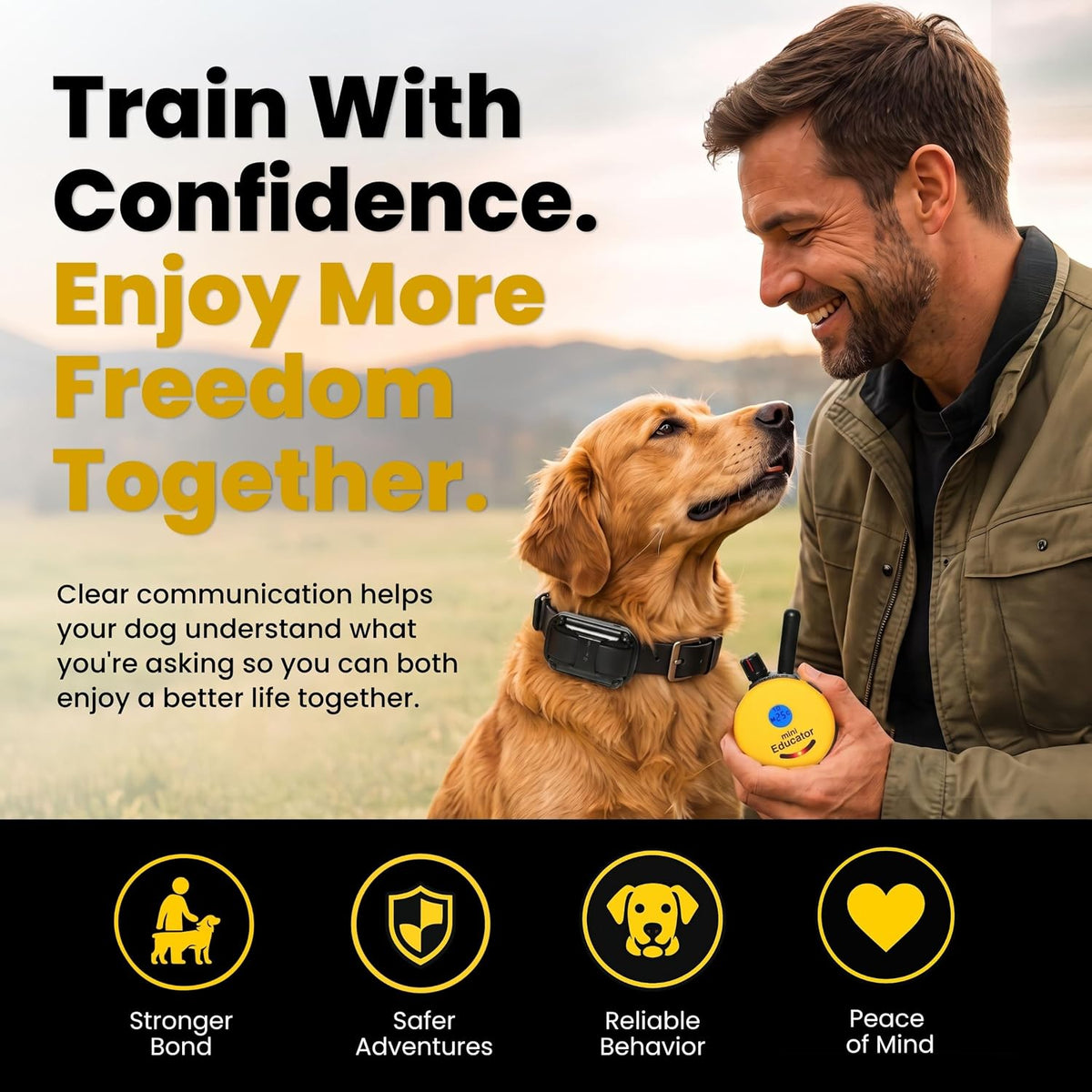 Educator ET-300 Mini E Collar for Dog Training with Remote - 1/2 Mile Range, Waterproof, 100 Blunt Stimulation Levels, Tone or Vibration Mode, Night Light Tracking for Small, Medium & Large Dogs