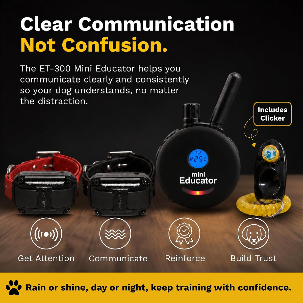 Educator ET-300 Mini E Collar for Dog Training with Remote - 1/2 Mile Range, Waterproof, 100 Blunt Stimulation Levels, Tone or Vibration Mode, Night Light Tracking for Small, Medium & Large Dogs