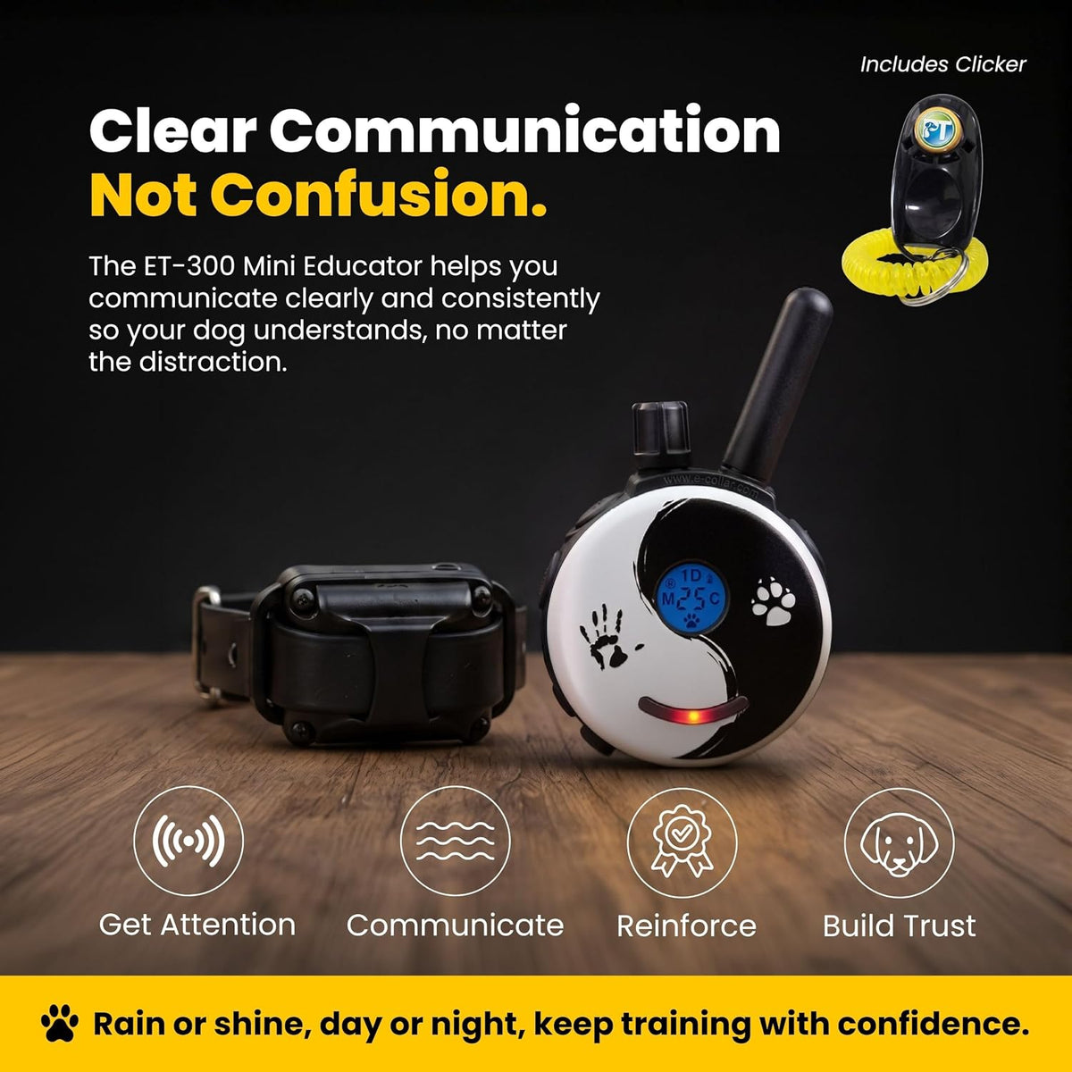 Educator ET-300 Mini E Collar for Dog Training with Remote - 1/2 Mile Range, Waterproof, 100 Blunt Stimulation Levels, Tone or Vibration Mode, Night Light Tracking for Small, Medium & Large Dogs