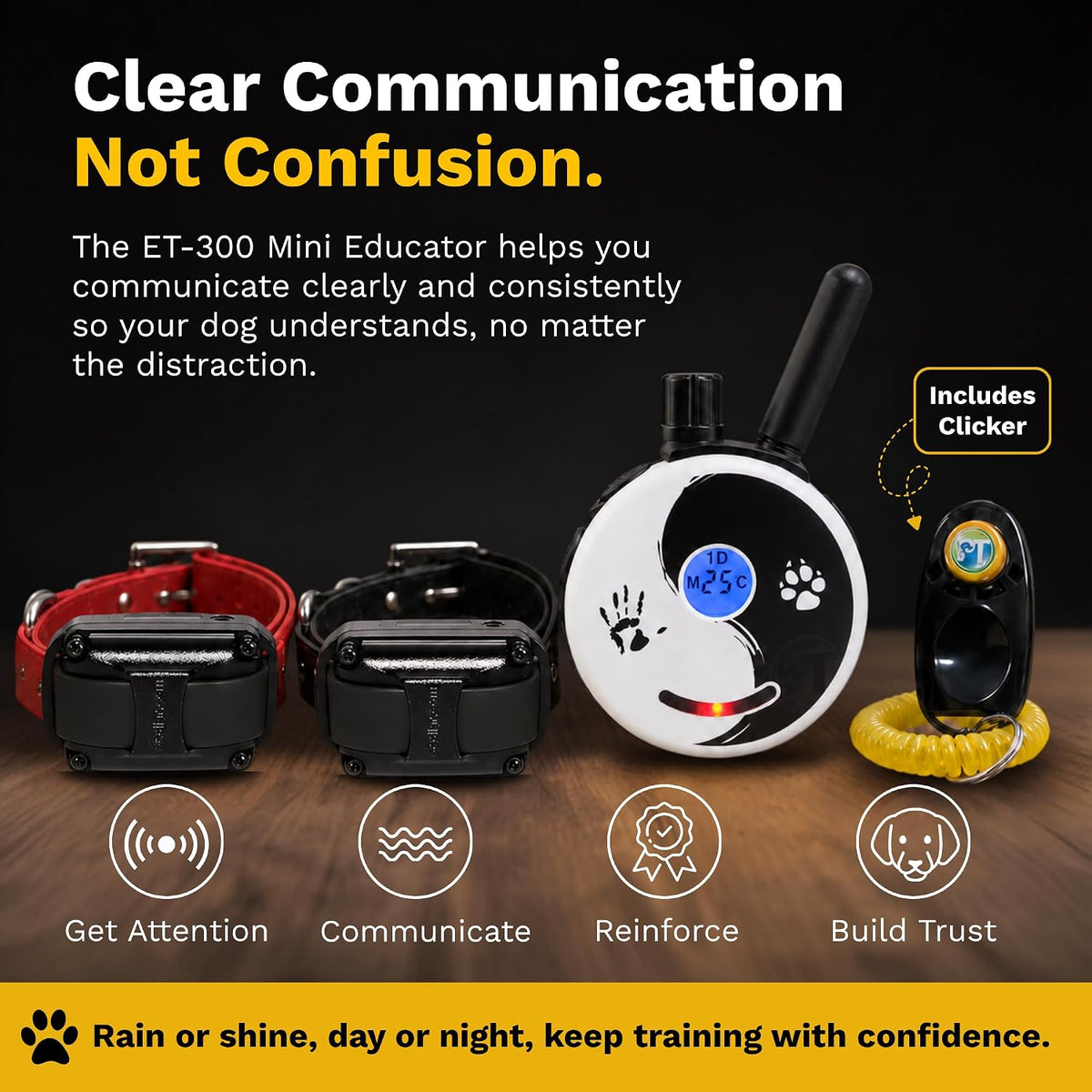 Educator ET-300 Mini E Collar for Dog Training with Remote - 1/2 Mile Range, Waterproof, 100 Blunt Stimulation Levels, Tone or Vibration Mode, Night Light Tracking for Small, Medium & Large Dogs