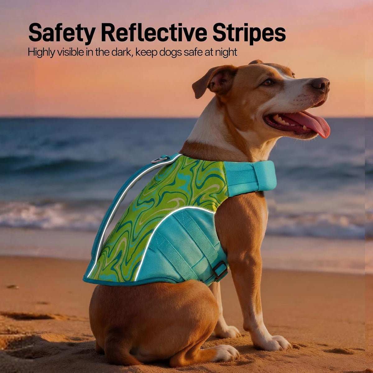 Dog Life Jacket, Dog Life Vest for Swimming & Boating with High Buoyancy & Rescue Handle for Small Medium Large Dogs, Adjustable Reflective Swimming Safety Vest, Green S