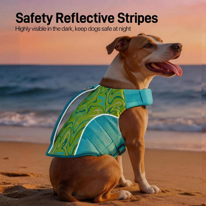 Dog Life Jacket, Dog Life Vest for Swimming & Boating with High Buoyancy & Rescue Handle for Small Medium Large Dogs, Adjustable Reflective Swimming Safety Vest, Green S