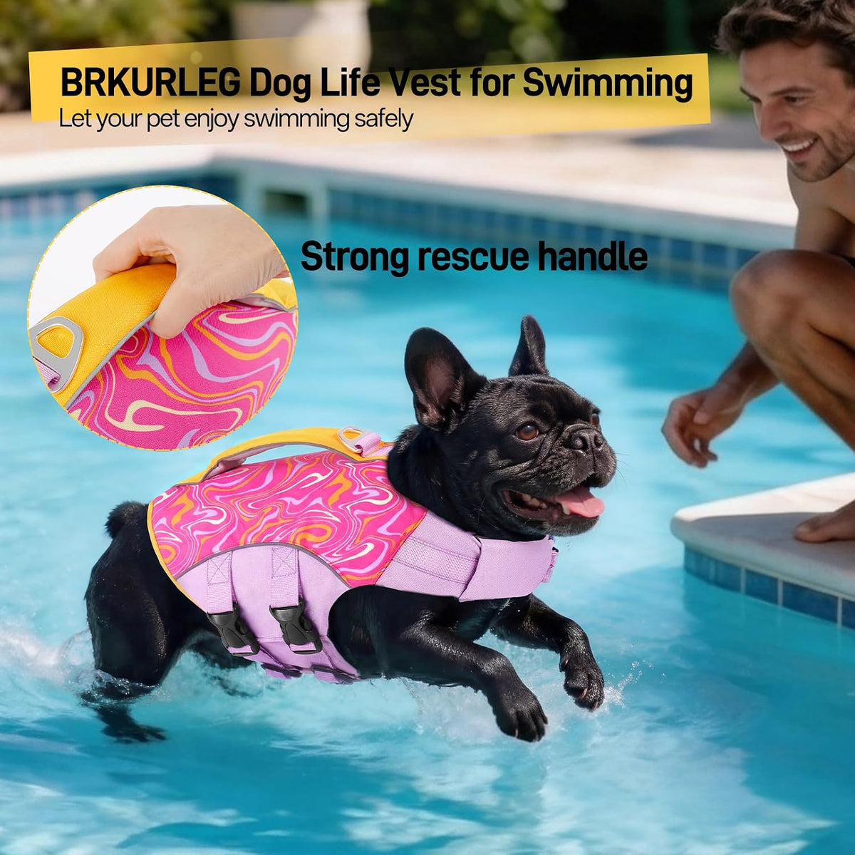 Dog Life Jacket, Dog Life Vest for Swimming & Boating with High Buoyancy & Rescue Handle for Small Medium Large Dogs, Adjustable Reflective Swimming Safety Vest, Green S