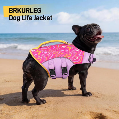 Dog Life Jacket, Dog Life Vest for Swimming & Boating with High Buoyancy & Rescue Handle for Small Medium Large Dogs, Adjustable Reflective Swimming Safety Vest, Green S