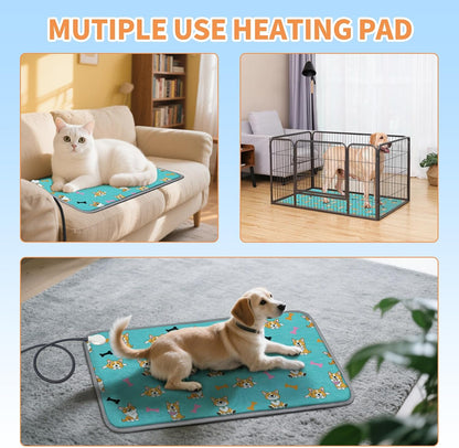 Large Pet Heating Pad (30x47in) Temperature Adjustable Dog Cat Heating Pad with Timer, Waterproof Heated Cat Bed Mat with Chew Resistant Cord