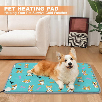 Large Pet Heating Pad (30x47in) Temperature Adjustable Dog Cat Heating Pad with Timer, Waterproof Heated Cat Bed Mat with Chew Resistant Cord