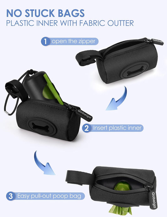 2-in-1 Dog Poop Bag Holder【Easy Pull-Out Version】(Black)