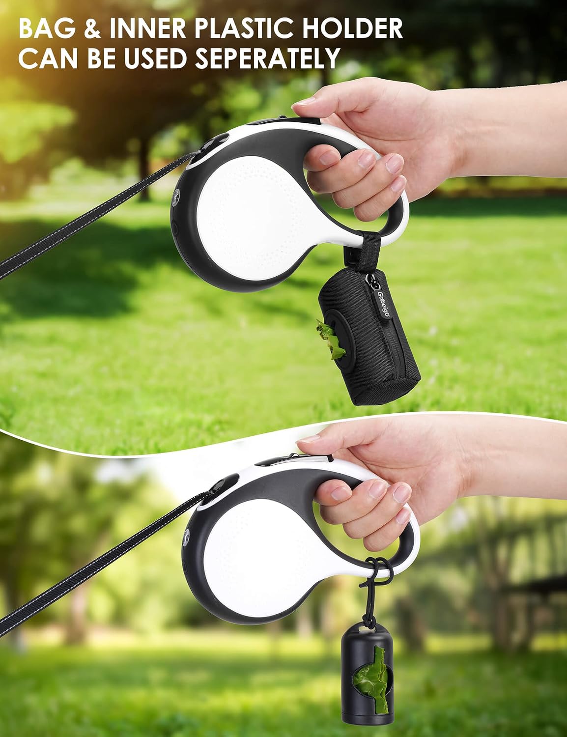 2-in-1 Dog Poop Bag Holder【Easy Pull-Out Version】(Black)