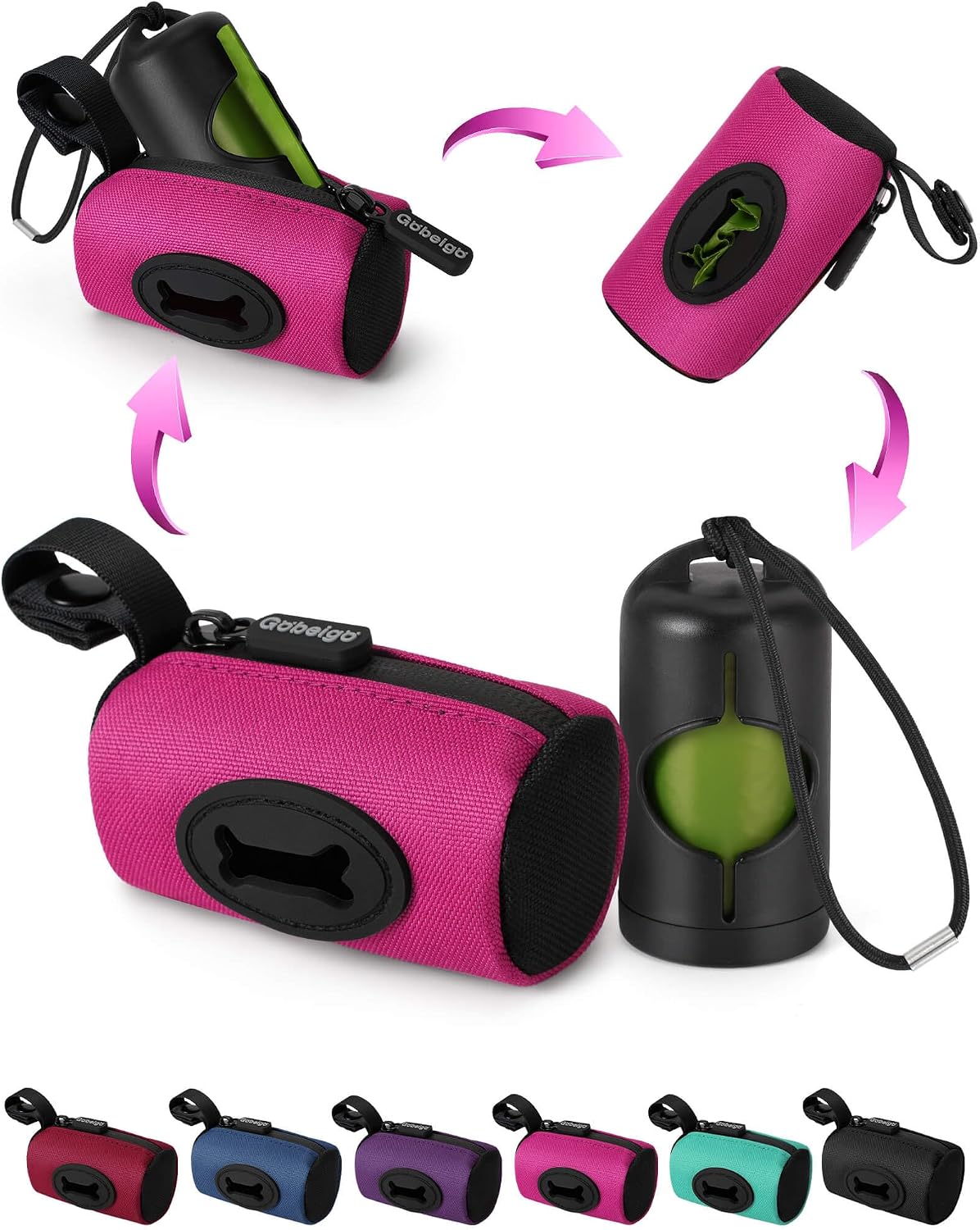 2-in-1 Dog Poop Bag Holder【Easy Pull-Out Version】(Black)