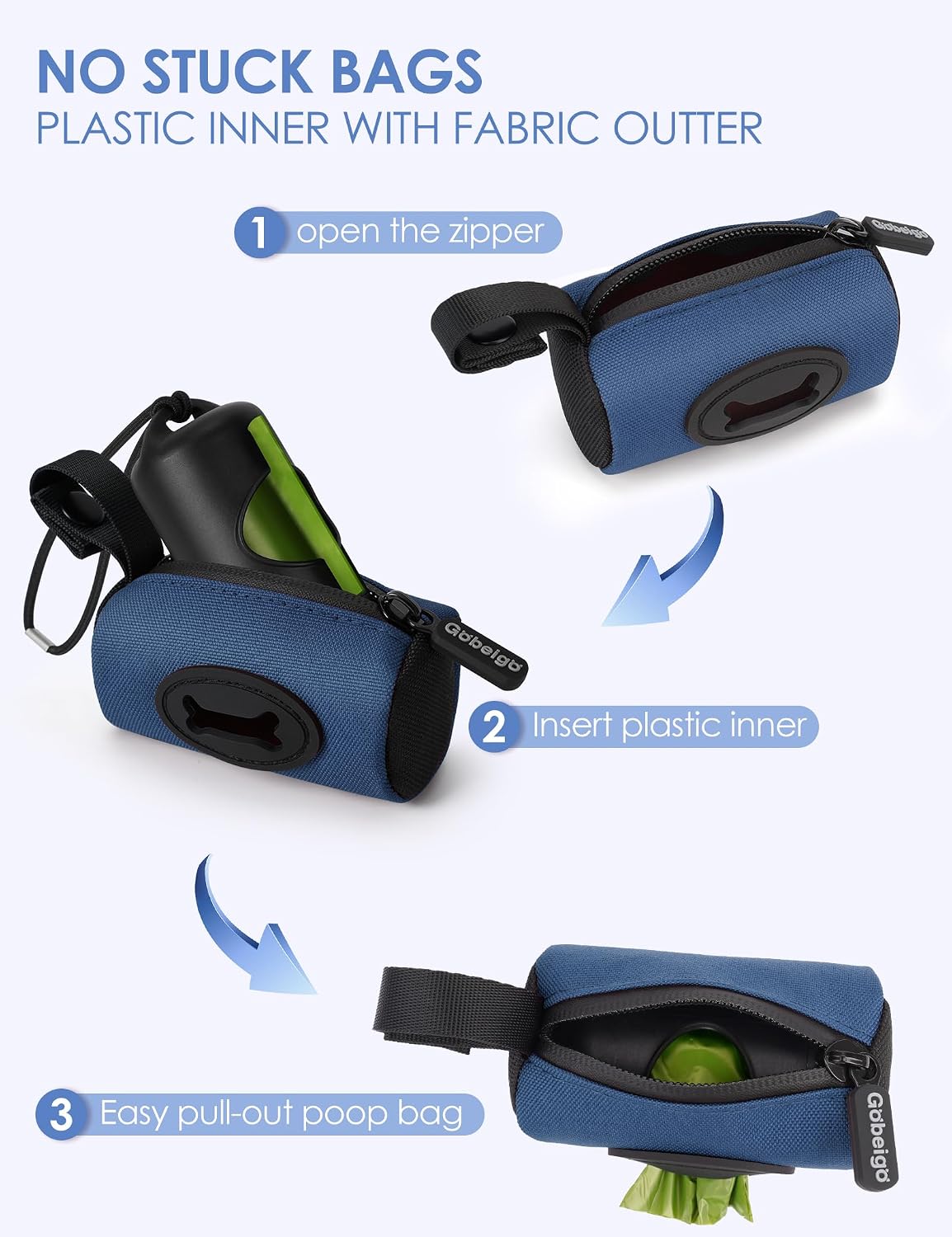 2-in-1 Dog Poop Bag Holder【Easy Pull-Out Version】(Black)