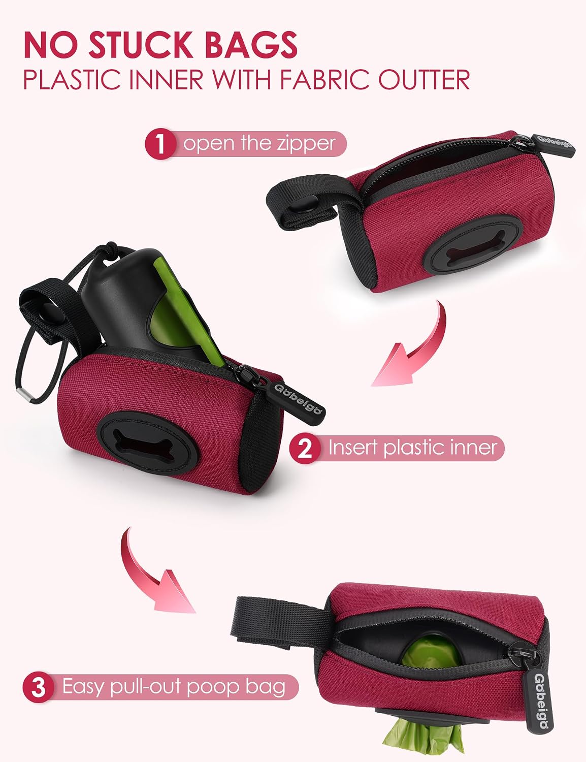2-in-1 Dog Poop Bag Holder【Easy Pull-Out Version】(Black)