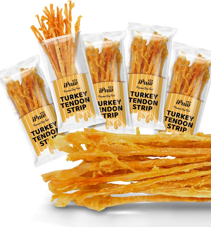 iPaw Turkey Tendon for Dogs, All Natural Human Grade Puppy Chew, Strips
