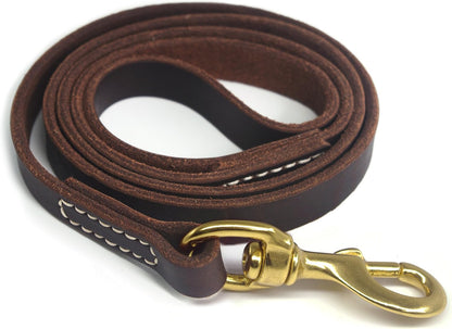 Genuine Leather Dog Training Leash. 4/6 ft Length 3/5 inch Width for Medium and Large Dogs.(4 feet)