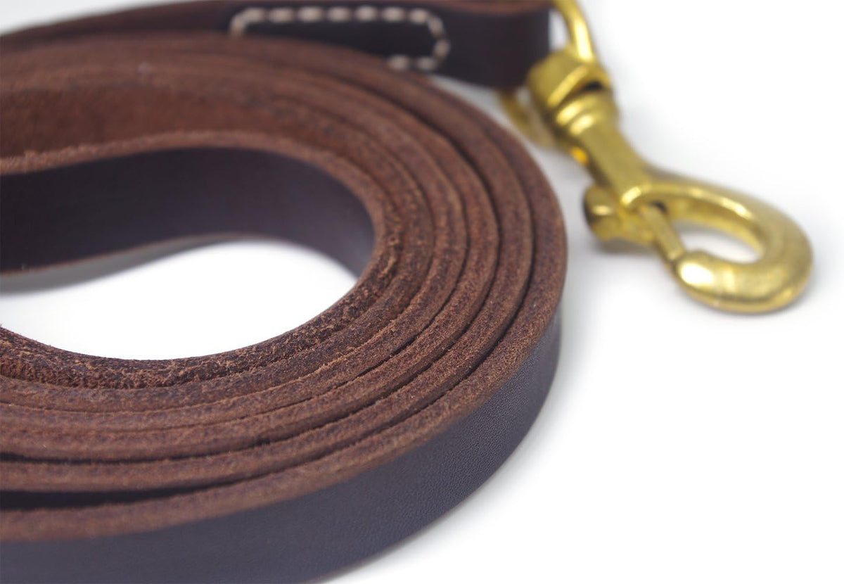 Genuine Leather Dog Training Leash. 4/6 ft Length 3/5 inch Width for Medium and Large Dogs.(4 feet)