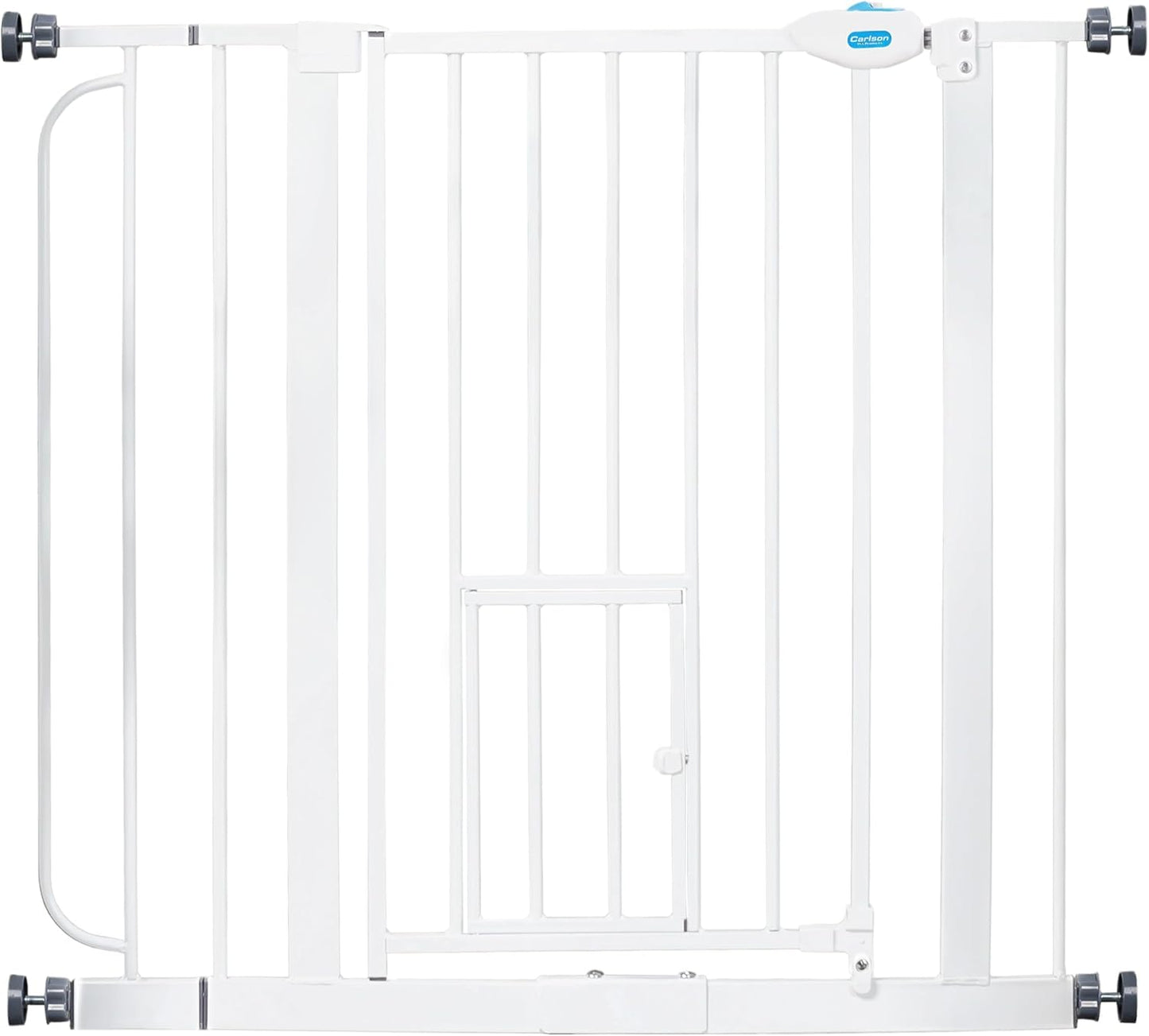 Carlson 29.5–36.5” Extra Wide Dog Gate with Small Pet Door, Walk-Through Pressure Mounted Metal Indoor Pet Safety Gate, Black, Tested and Trusted by Pet Parents, American Designed, American Owned