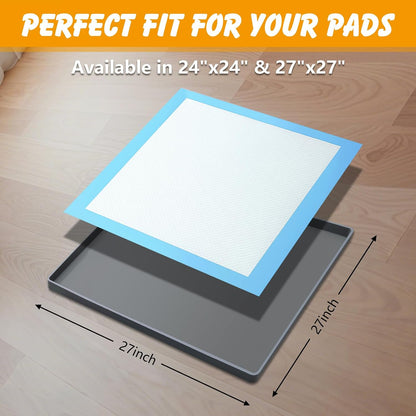 Silicone Dog Pee Pad Holder for 27 x 27 in Pads, Leak-Proof Tray