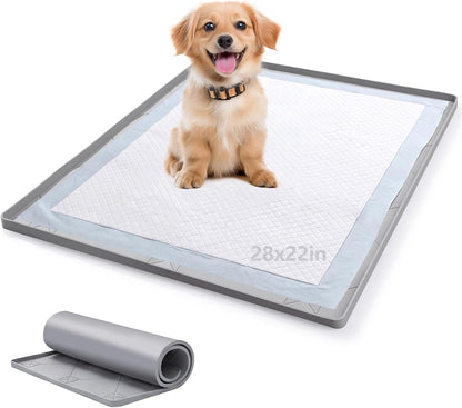 Silicone Dog Pee Pad Holder for 27 x 27 in Pads, Leak-Proof Tray