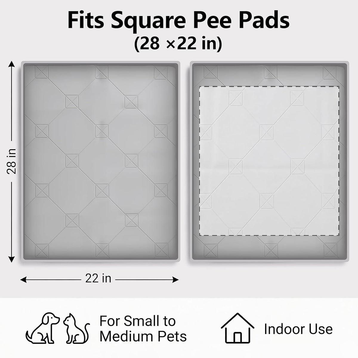 Silicone Dog Pee Pad Holder for 27 x 27 in Pads, Leak-Proof Tray