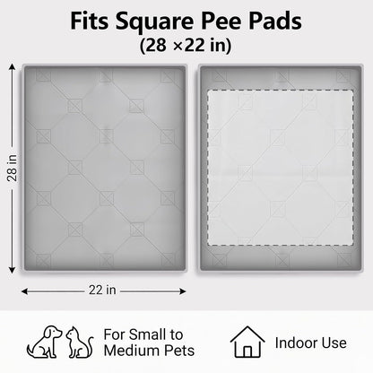 Silicone Dog Pee Pad Holder for 27 x 27 in Pads, Leak-Proof Tray