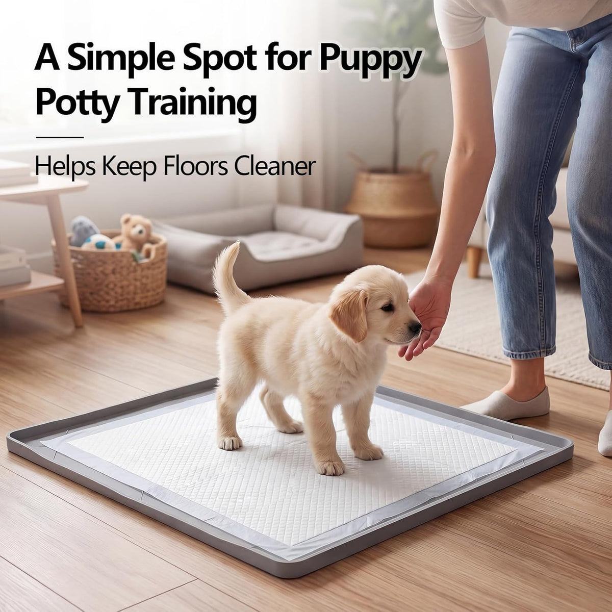 Silicone Dog Pee Pad Holder for 27 x 27 in Pads, Leak-Proof Tray