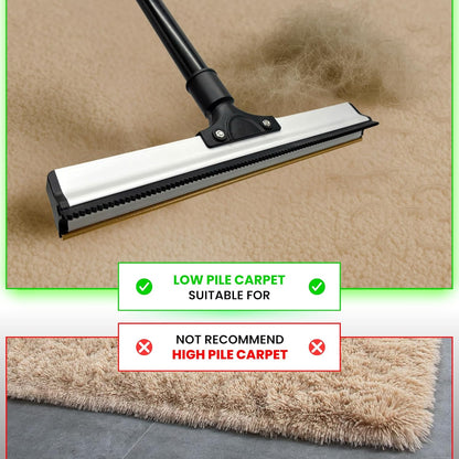 Carpet Rake Kit for Pet Hair Removal & Fluffing Matted Carpet – 61" Adjustable Handle, Deep Clean Dog & Cat Hair Remover, Reusable Scraper for Rugs, Low Pile Carpet, Couch Stairs & Car