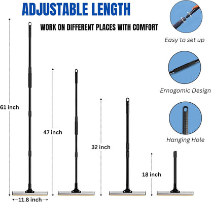 Carpet Rake Kit for Pet Hair Removal & Fluffing Matted Carpet – 61" Adjustable Handle, Deep Clean Dog & Cat Hair Remover, Reusable Scraper for Rugs, Low Pile Carpet, Couch Stairs & Car
