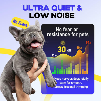 Whisper-Quiet Dog Nail Grinder Kit 50%More Powerful for Sensitive Dogs,Cats
