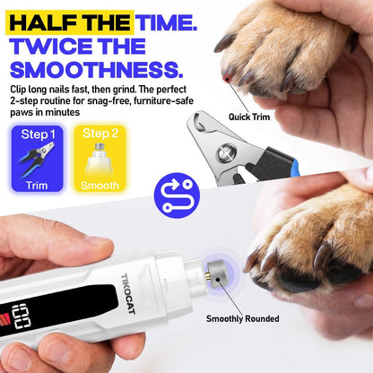 Whisper-Quiet Dog Nail Grinder Kit 50%More Powerful for Sensitive Dogs,Cats