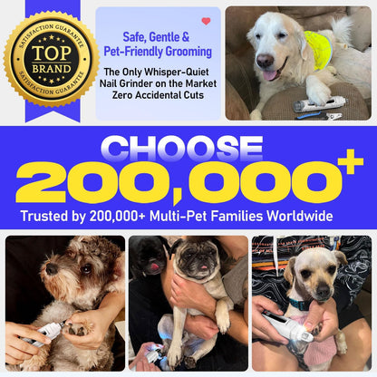 Whisper-Quiet Dog Nail Grinder Kit 50%More Powerful for Sensitive Dogs,Cats