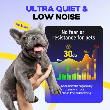 Whisper-Quiet Dog Nail Grinder Kit 50%More Powerful for Sensitive Dogs,Cats