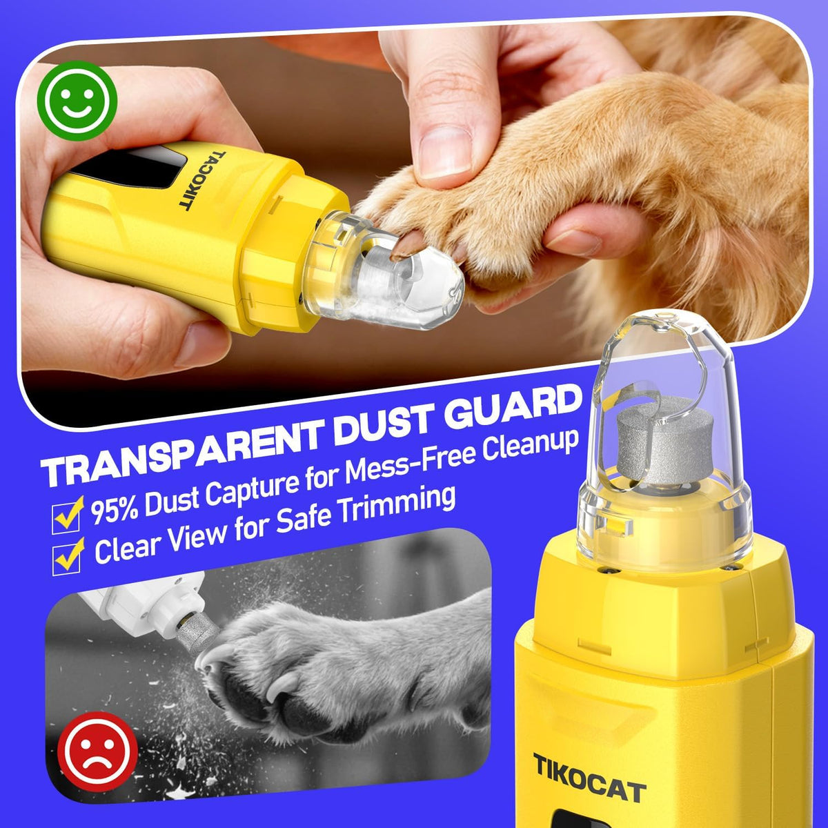 Whisper-Quiet Dog Nail Grinder Kit 50%More Powerful for Sensitive Dogs,Cats