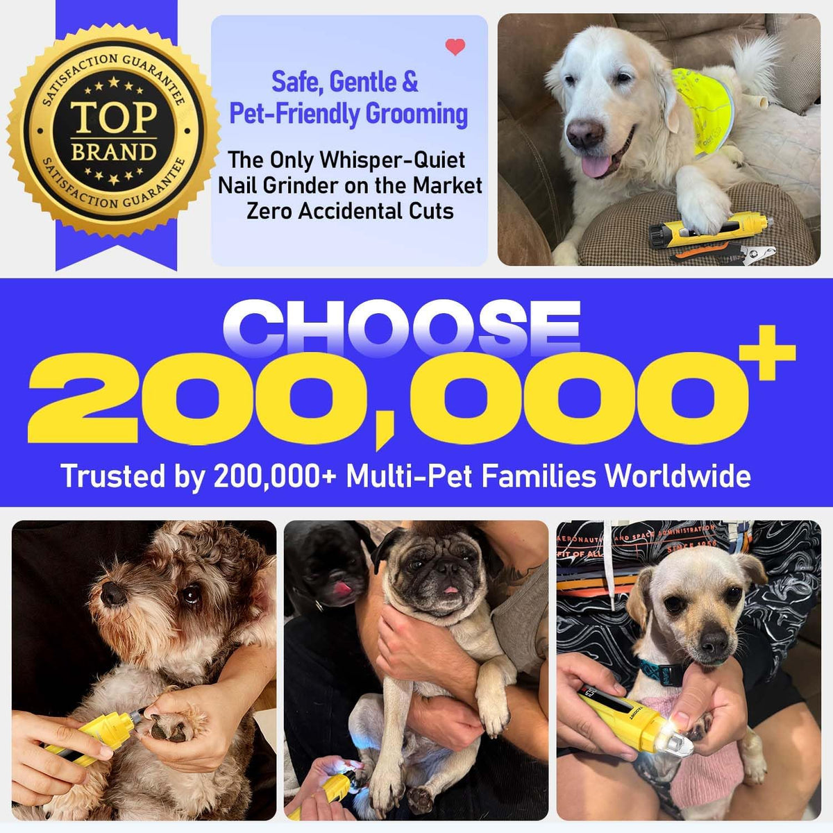 Whisper-Quiet Dog Nail Grinder Kit 50%More Powerful for Sensitive Dogs,Cats