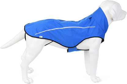 Dog Raincoat, Adjustable Waterproof Reflective Rain Jacket for Small Medium Large Dogs, Lightweight Breathable Pet Rain Coat with Leash Hole(Blue,M Chest 26-32")