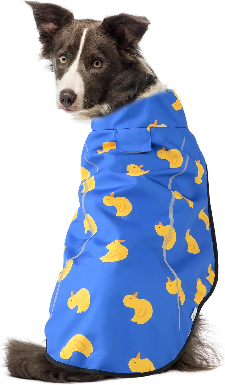 Dog Raincoat, Adjustable Waterproof Reflective Rain Jacket for Small Medium Large Dogs, Lightweight Breathable Pet Rain Coat with Leash Hole(Blue,M Chest 26-32")
