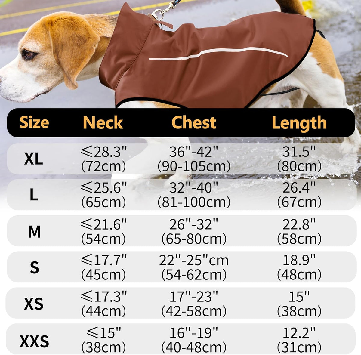 Dog Raincoat, Adjustable Waterproof Reflective Rain Jacket for Small Medium Large Dogs, Lightweight Breathable Pet Rain Coat with Leash Hole(Blue,M Chest 26-32")