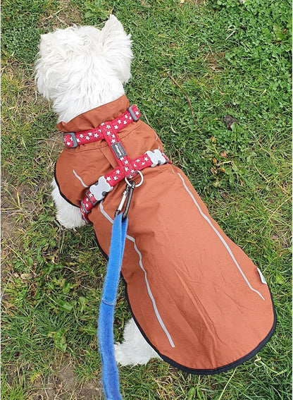Dog Raincoat, Adjustable Waterproof Reflective Rain Jacket for Small Medium Large Dogs, Lightweight Breathable Pet Rain Coat with Leash Hole(Blue,M Chest 26-32")