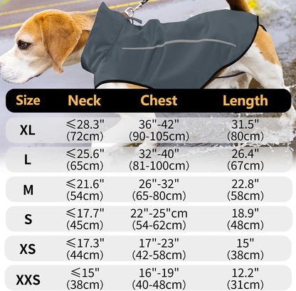 Dog Raincoat, Adjustable Waterproof Reflective Rain Jacket for Small Medium Large Dogs, Lightweight Breathable Pet Rain Coat with Leash Hole(Blue,M Chest 26-32")