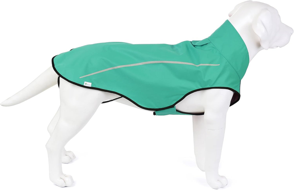 Dog Raincoat, Adjustable Waterproof Reflective Rain Jacket for Small Medium Large Dogs, Lightweight Breathable Pet Rain Coat with Leash Hole(Blue,M Chest 26-32")