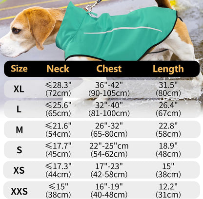 Dog Raincoat, Adjustable Waterproof Reflective Rain Jacket for Small Medium Large Dogs, Lightweight Breathable Pet Rain Coat with Leash Hole(Blue,M Chest 26-32")