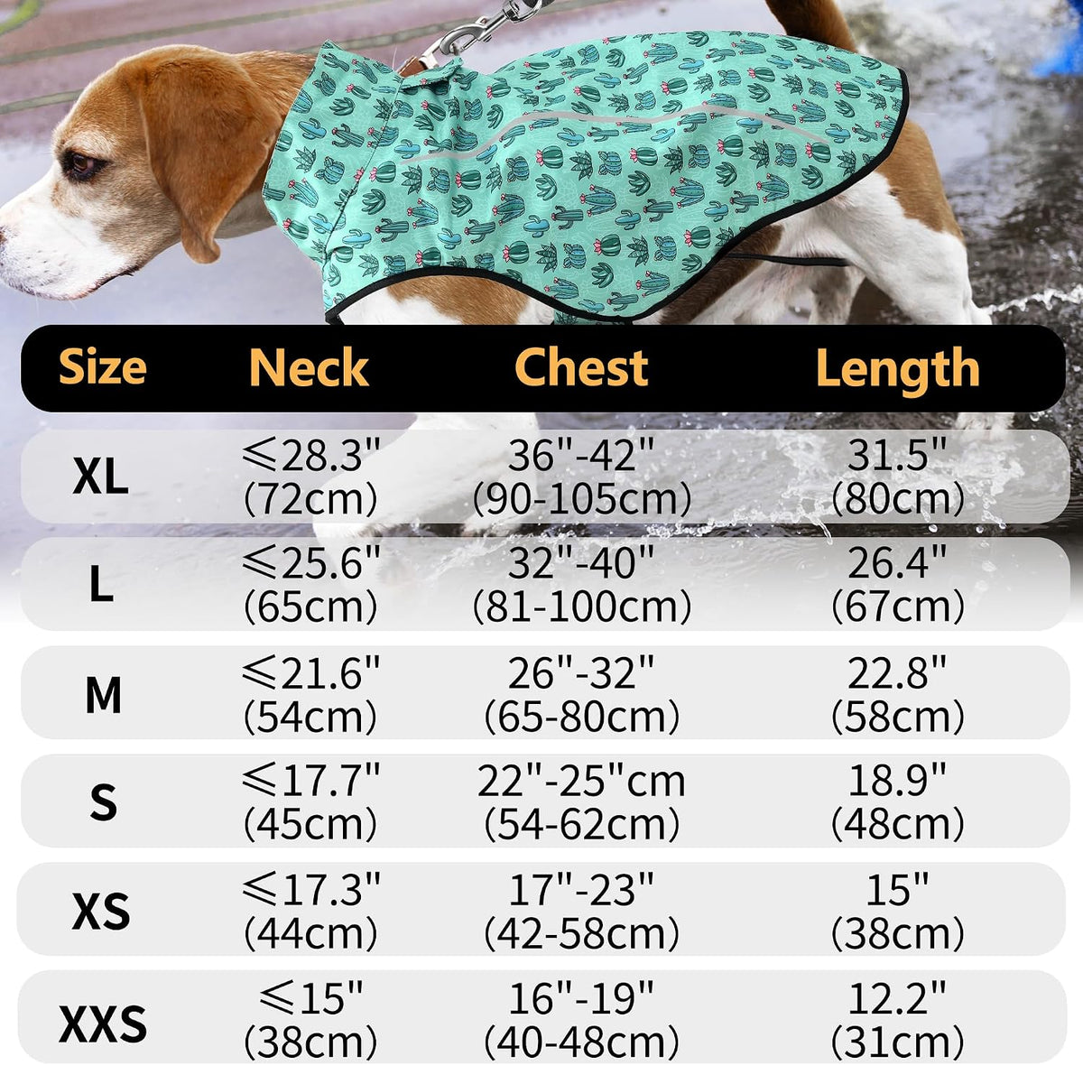 Dog Raincoat, Adjustable Waterproof Reflective Rain Jacket for Small Medium Large Dogs, Lightweight Breathable Pet Rain Coat with Leash Hole(Blue,M Chest 26-32")