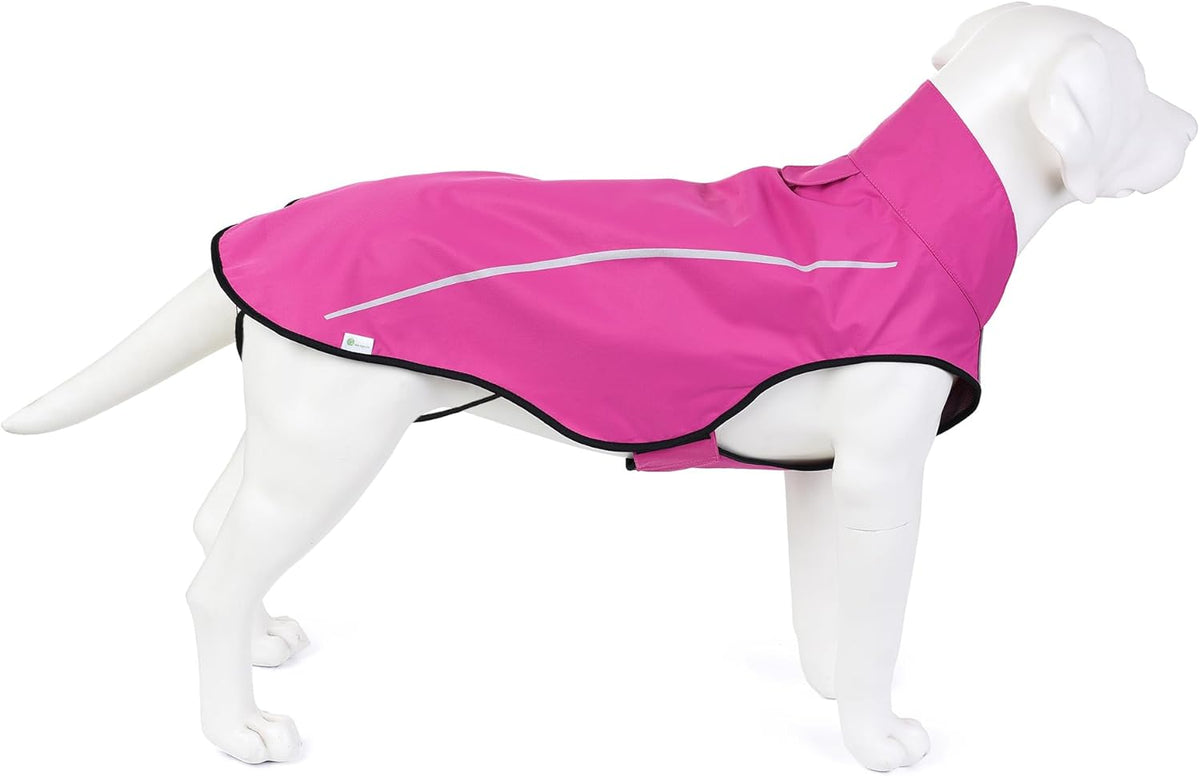 Dog Raincoat, Adjustable Waterproof Reflective Rain Jacket for Small Medium Large Dogs, Lightweight Breathable Pet Rain Coat with Leash Hole(Blue,M Chest 26-32")