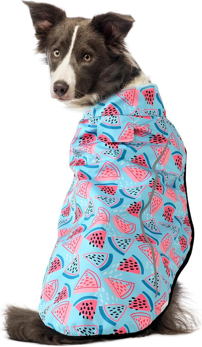 Dog Raincoat, Adjustable Waterproof Reflective Rain Jacket for Small Medium Large Dogs, Lightweight Breathable Pet Rain Coat with Leash Hole(Blue,M Chest 26-32")