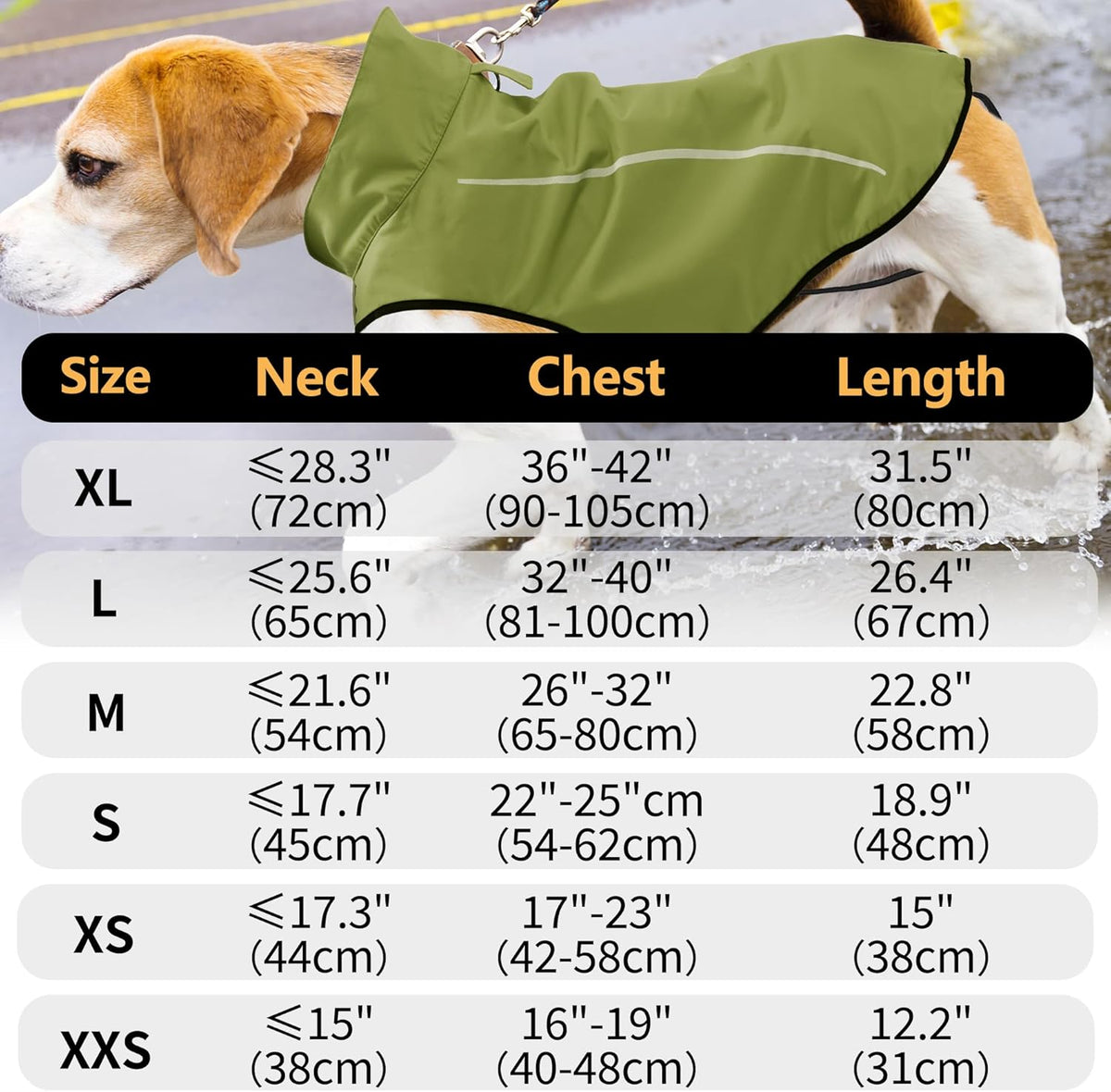 Dog Raincoat, Adjustable Waterproof Reflective Rain Jacket for Small Medium Large Dogs, Lightweight Breathable Pet Rain Coat with Leash Hole(Blue,M Chest 26-32")