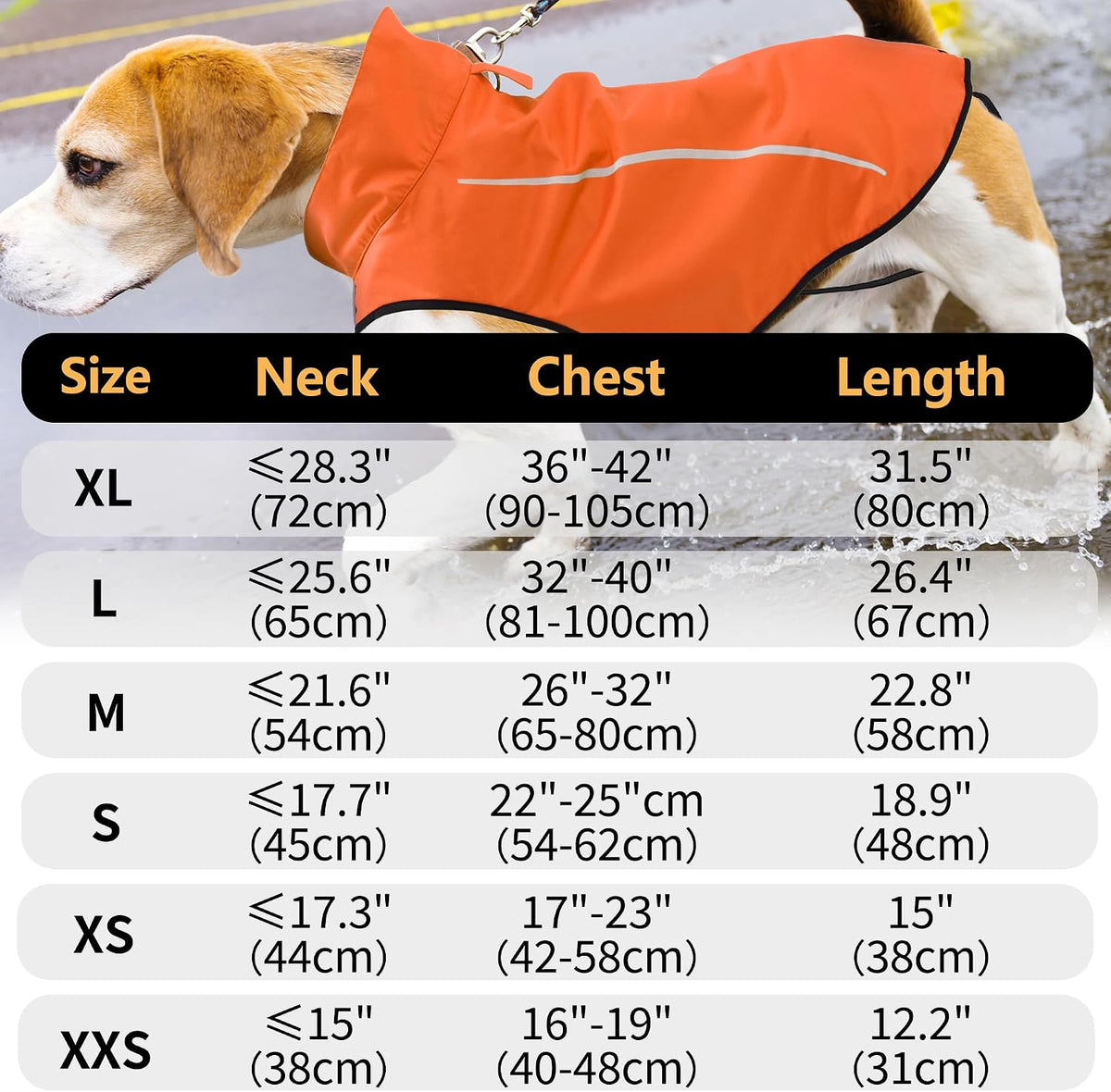 Dog Raincoat, Adjustable Waterproof Reflective Rain Jacket for Small Medium Large Dogs, Lightweight Breathable Pet Rain Coat with Leash Hole(Blue,M Chest 26-32")